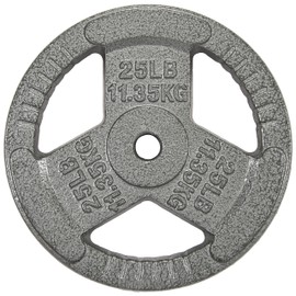 HulkFit 1-inch Iron Plate for Strength Training, Weightlifting, Single (25 Pounds), Silver
