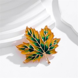 Dreuyet Maple Leaf Brooch Pin for Women Rhinestone Crystal Fall Thanksgiving Vintage Colorful Maple Leaf Enamel Lapel Pin Party Prom Wedding Thanksgiving Autumn Jewelry Gift (Yellow Green)