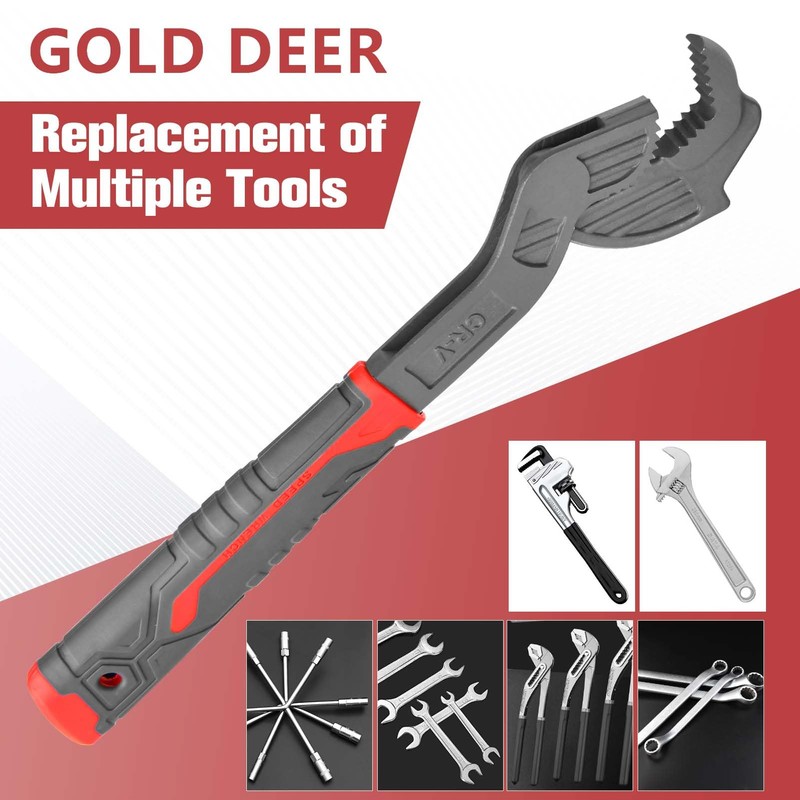 GOLD DEER 10" Self Adjusting Wrench 0.59"-1.38"(15-35MM) Multi-Function Self Locking