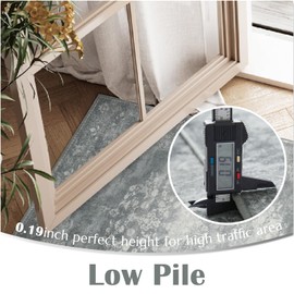 jinchan Hallway Runner Rug 2x10 Vintage Floral Distressed Design - Machine Washable Non-Slip Low-Pile Soft Thin Faux Wool Kitchen Carpet for Farmhouse Bedroom Laundry Room(2x10ft,Grey)