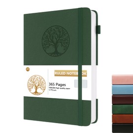 Dzhzal Lined Journal Notebook Tree, A5 365 Pages College Ruled 100gsm Thick Journals for Writing, Hardcover Leather Journal with Elastic Band for Women Men on Work, Business, School and Travel