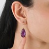 Gempires Amethyst Faceted Long Pear Gemstone Drop Dangle Hook Earrings,