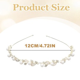 WUSJCOF Brautstirnband Hochzeit Haarband Kunstperle Strass Haarkrone Kristallperle Braut Tiara Haarbänder Elegante Accessoires