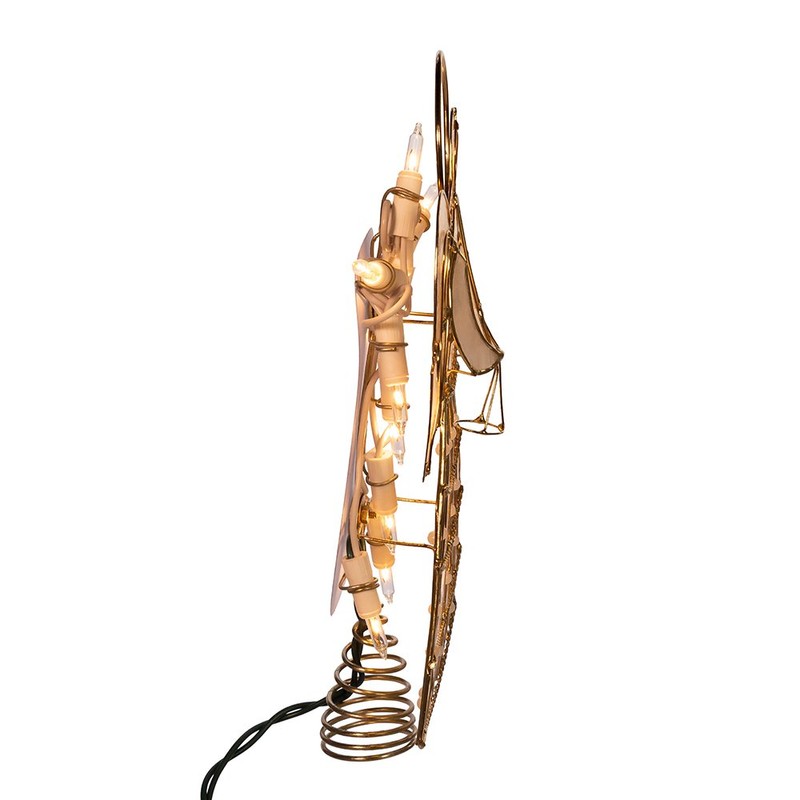 Kurt Adler 10-Light Capiz Angel Treetop with Vines and Pearls,