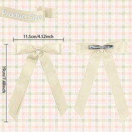 2PCS Silky Satin Hair Bows Hair Clip,Black Beige Hair Ribbon,Hair Bows for Women,Slides Metal Clips Hair Bow,Girls Bows and Hair Accessories,Holiday Hair Bows,Wedding Hair Clip