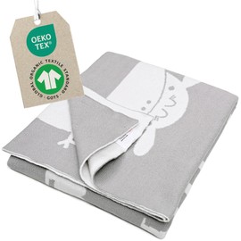 Merle Toys Baby Blanket 100% Organic Cotton Safari (Elephant Grey)