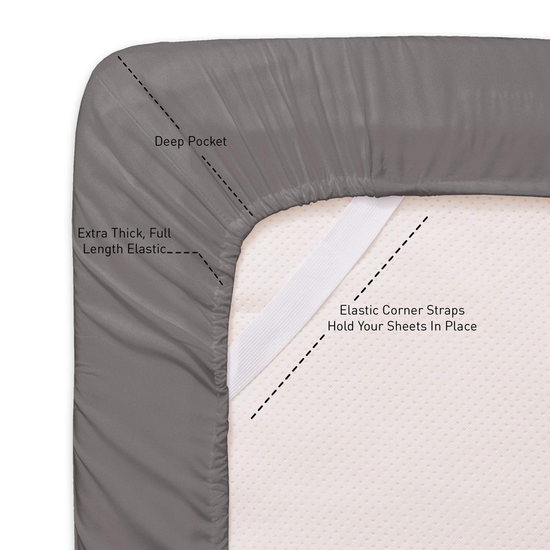Full Fitted Sheet with Elastic & Built-in Corner Straps -