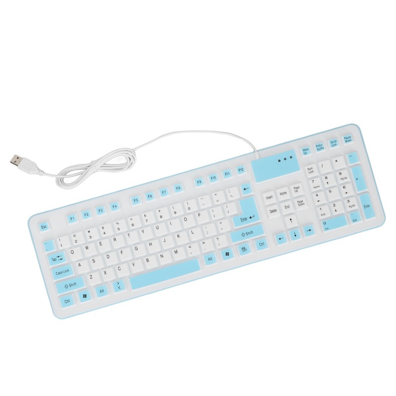 Foldable Silicone Keyboard 106 Keys Waterproof Dustproof Foldable USB Wired