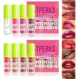 Charm Kiss Aceite Labial De 8 Colores, Brillo Labial, Cabezal De Pincel Suave, Aceite Hidratante Para Labios Brillantes, Brillo Labial Transparente Y Voluminizador, Cuidado Labial Nutritivo, No Pegajo