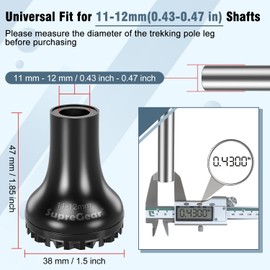 supregear Heavy Duty Rubber Replacement Caps for Hiking and Trekking Poles, Wide Non-Slip Base for Stability on Trails, Heavy Duty Shock Absorbing Pole Protectors, Pack of 4, Black