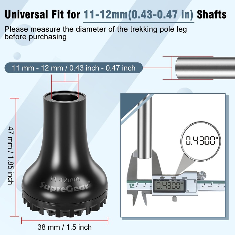 supregear Heavy Duty Rubber Replacement Caps for Hiking and Trekking