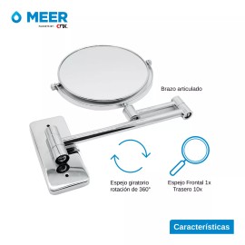 Cnx Espejo De Acero Inoxidable 8 Pulgadas Con Brazo Movible