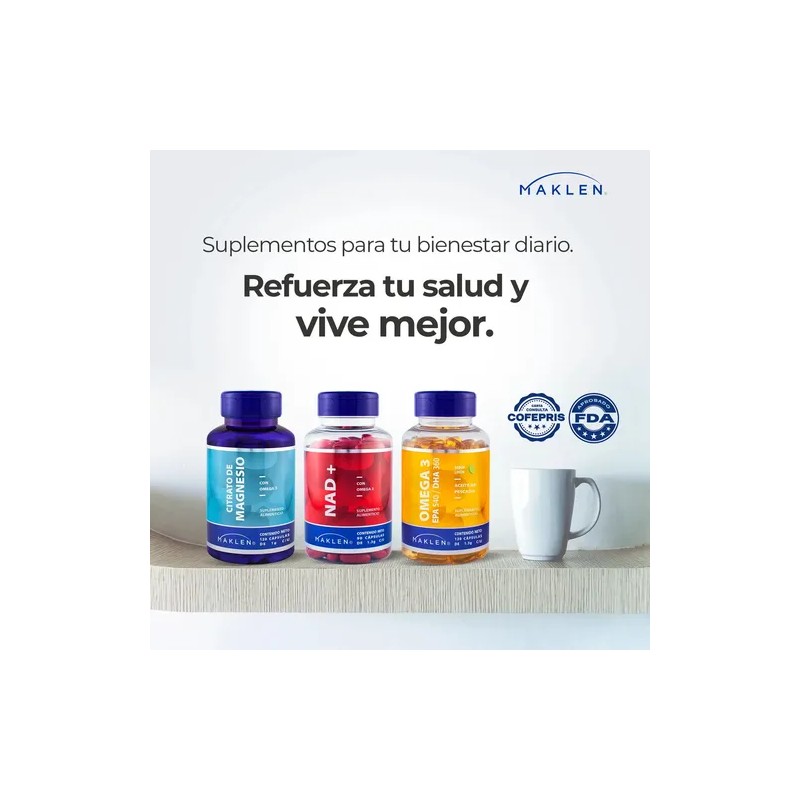 Treonato Magnesio Omega Cápsulas Maklen Sabor