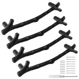 HARSKIYER 4pcs Silver Twig Drawer Handles, 3-3/4 Inch Hole Center Zinc Alloy