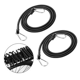 Rubber Rope, 2 Pieces, Black, For Cargo Use, Elastic Strap, For Fixing, Length 3.3 ft (1 m), Includes Hiking Buckles on Both Ends, Highly Stretchable, For Use With Fixed Goods / Bicycle Straps To