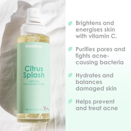 WildMint Citrus Splash Natural Face Toner | Brightening Toner for Sensitive, Mature & Damaged Skin | Vitamin C for Dark Spots & Acne Prone Skin | UK Made Vegan & Cruelty-Free Skincare | 100ml