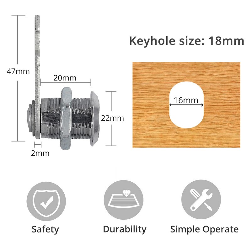 Bohaner 4pcs Cam Lock Door Barrel Drawer Cabinet Mail Box