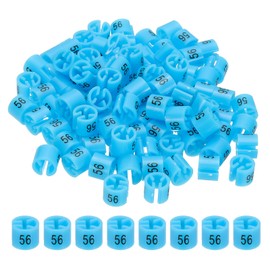 PATIKIL 100 Pcs Clothes Hanger Markers Number 56 Tags Fit 3mm Rod Garment Size Tag Hanger Clips Round Color Coding Label for Clothing Hangers, Blue