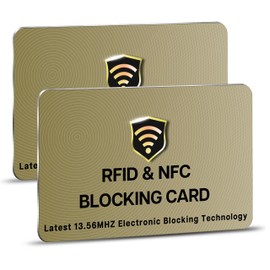 SaiTech IT RFID Protected Cards, 2 Pack One Card Protects Entire Wallet Purse For Men & Women, NFC Contactless Bank Debit Credit Card Protector ID ATM Guard Card – Golden