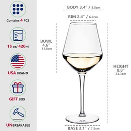 crayline Plastic Wine Glasses Set of 8(15oz) |Unbreakable Wine Glasses with Stem|100% Tritan & BPA Free |Dishwasher Safe| Awesome For Pool, Beach, Travel, Pool, Camping, Beach, Picnic, Everyday Use.