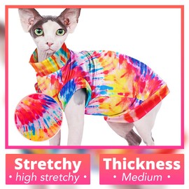 Sphynx Cat Tie Dye Shirt, Breathable Stretchy Cat Clothes, Soft Hairless Cats Shirt, Lightweight UPF50+ Sun Protection Shirt for Cats and Small Dogs (S (2-3.5lbs))