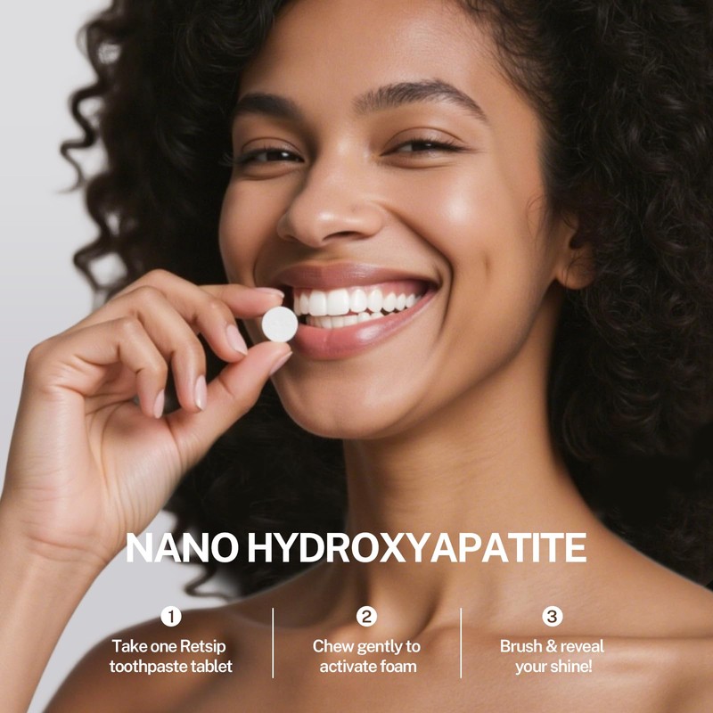 Retsip Toothpaste Tablets - 5% Nano Hydroxyapatite, Fluoride Free, Travel