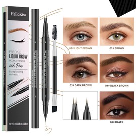 Liquid Eyebrow Pen - Double Headed 2 Tip Eyebrow Pen with Brow Brush, Eyebrow Contouring Pen for Natural Looking Defined Eyebrows (Colour # 03)