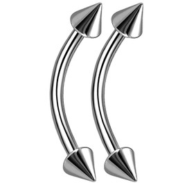 bodyjewellery 2pcs Curved Barbell Bar 16g Titanium Bar Eyebrow Stud Tragus Ring Conch Cartilage Lip Rook Helix Labret B2BCP - 10mm