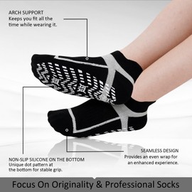ZAKASA Non-Slip Grip Socks for Men: Anti-Skid Grippy Gripper Socks for Yoga Pilates Barre Fitness Elderly Hospital Black 3 Pairs