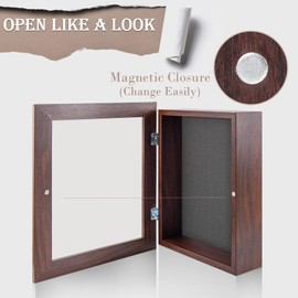 Golden State Art, 8x10.5 Shadow Box Frame Display Case, 2-inch Depth, Great for Collages, Collections, Mementos, 6 Pins Included (Brown, 1 Pack)