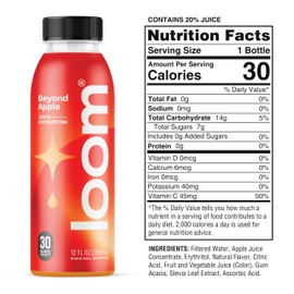 Beyond Apple Juice Drinks by Loom, Low Sugar Juice, Real Fruit, No Added Sugar, 30 Calories, Non-GMO, Vegan, Gluten Free, 12 oz bottles, 12 pack