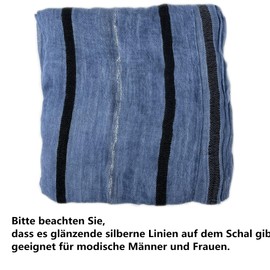 MEISHINE 190 x 90 cm Autumn Winter Men's Cotton Mixed Scarf Fashion Print Scarf Men's Neckerchief Basic Scarf, light blue