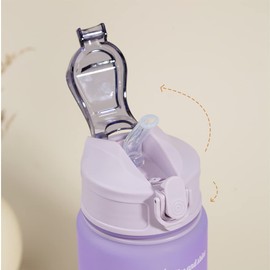 JAWSEU 750 ml Water Bottle with Time Marking and Straw, Sports Water Bottle, Large Sports Water Bottle, Motivational Water Bottle for Running, Yoga, Fitness, Camping, BPA-Free