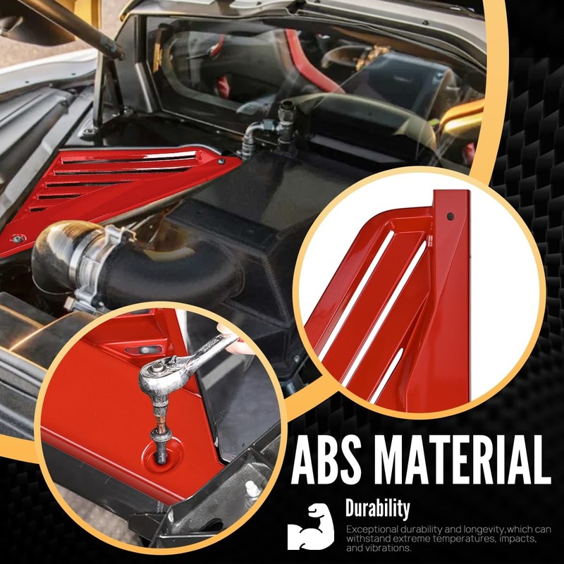 BILLFARO 2Pcs Red Engine Bay Panel Cover,Rear Engine Covers Left