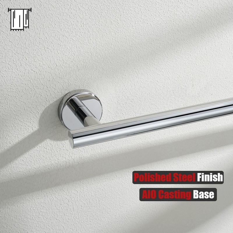 JQK Bathroom Hardware Set Polished Steel, 5-Piece Bath Accessories Set