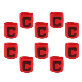 Hosifiy Pack of 10 Football Captain's Armband Red Nylon Elastic Football Armband Adjustable Football Captain Bracelets C Arm Band for Youth Adults Sports Training