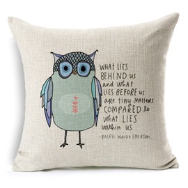 Decorbox Cotton Linen Square Throw Pillow Case Decorative Cushion Cover Pillowcase Owl Sayings (50cm50cm oil)