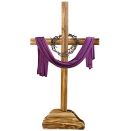 Lineshading 59 Inch Easter Wood Cross Extra Large Standing Cross Decoration Wooden Jesus Christ Catholic Crafted Supplies He is Risen Outdoor Decor for Easter Party Wedding Churchr