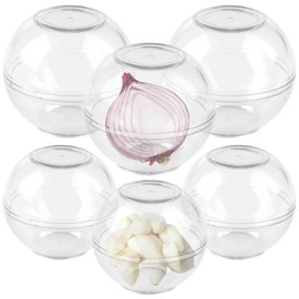 BAIFULAI Pack of 6 Onion Containers, Food Storage Balls Garlic & Onions, Fridge, Plastic, 7 & 9 cm Diameter, Transparent, Onion Garlic Storage