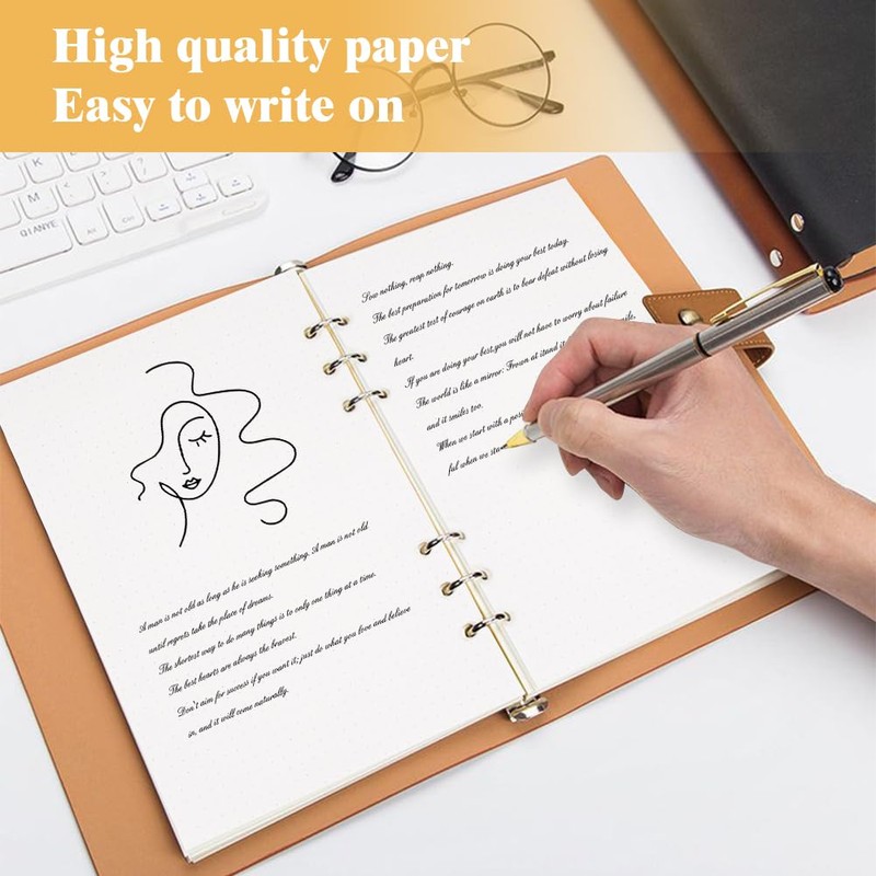 Vicloon A5 Loose Leaf Punched Paper, 140 Pages Dotted Refill
