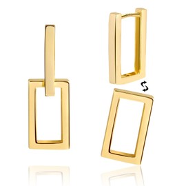 ALEXCRAFT Earrings Silver 925 Hanging Square Hoop Earrings with Pendant for Women Gift for Women Girlfriend Mum Girls, Brass, No Gemstone