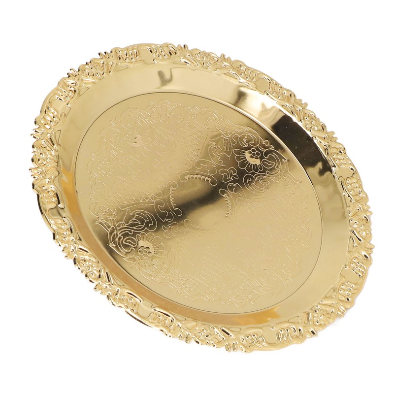 Round Decorative Dinner Plate Stainless Steel Storage Tray for Jewelry