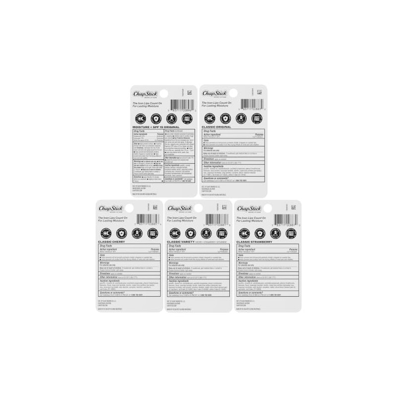 ChapStick Classic Collection Lip Balm Pack (5 Triple Packs -