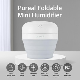 Pureal Foldable Mini Humidifier, 500ML Portable Small Cool Mist for up to 10 Hrs, for Baby Bedroom Travel Office Home, Auto Shut-Off, 3 Mist Modes, Super Quiet