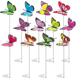 Seenelling 12 Sets Butterfly Decorations Butterfly Stakes 3D Butterfly Clip Bug Repellent Garden Stakes Decoration Yard Ornaments Outdoors for Indoor Outdoor Lawn Pathway Patio Garden