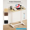 BIZUM Adjustable Bedside Table with Swivel Hidden Wheels Pneumatic Rolling