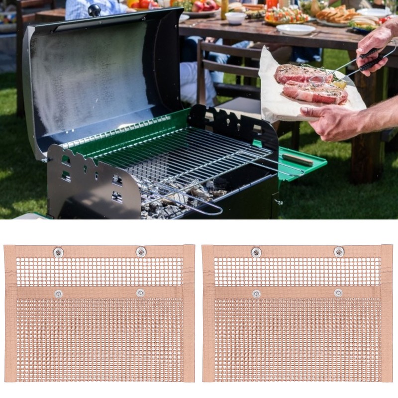 2PCS BBQ Grill Mesh Bag High Temperature Resistant Barbecue Bag