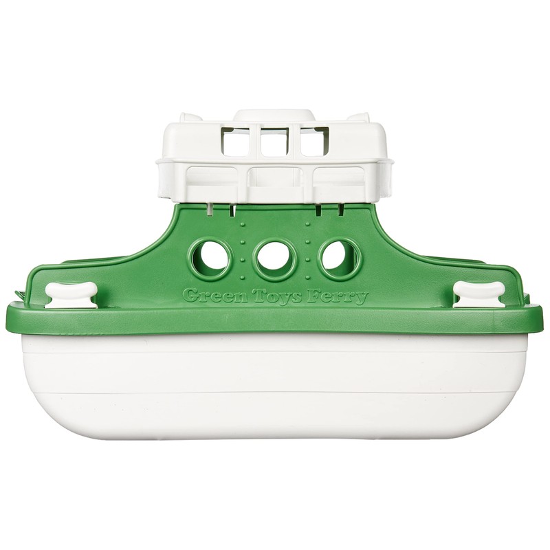 Green Ferry Boat with Tug Boat