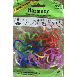 Theme 12 Silly Animal Peace Fun Shaped Rubber Bands Bandz