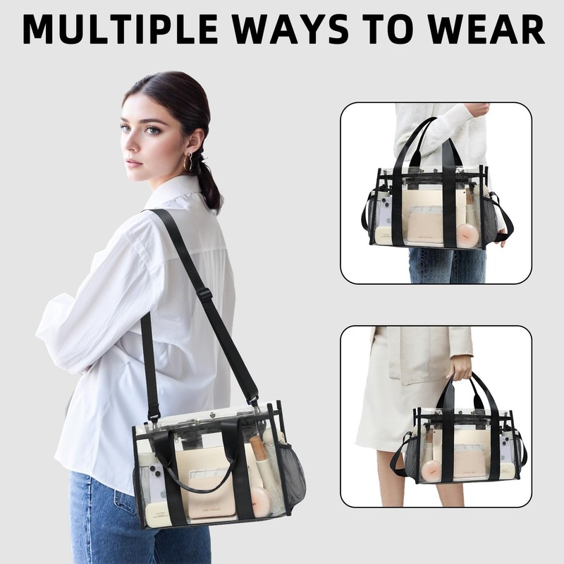 BAGAIL Stadium Approved Clear Tote Bag with Inner Pocket, Transparent